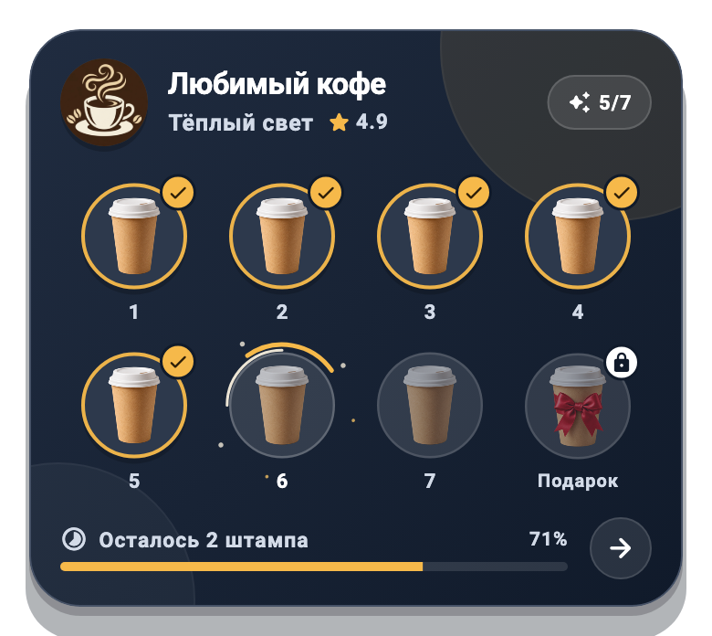 Компонент приложения · демо-данные: Штамп-карта